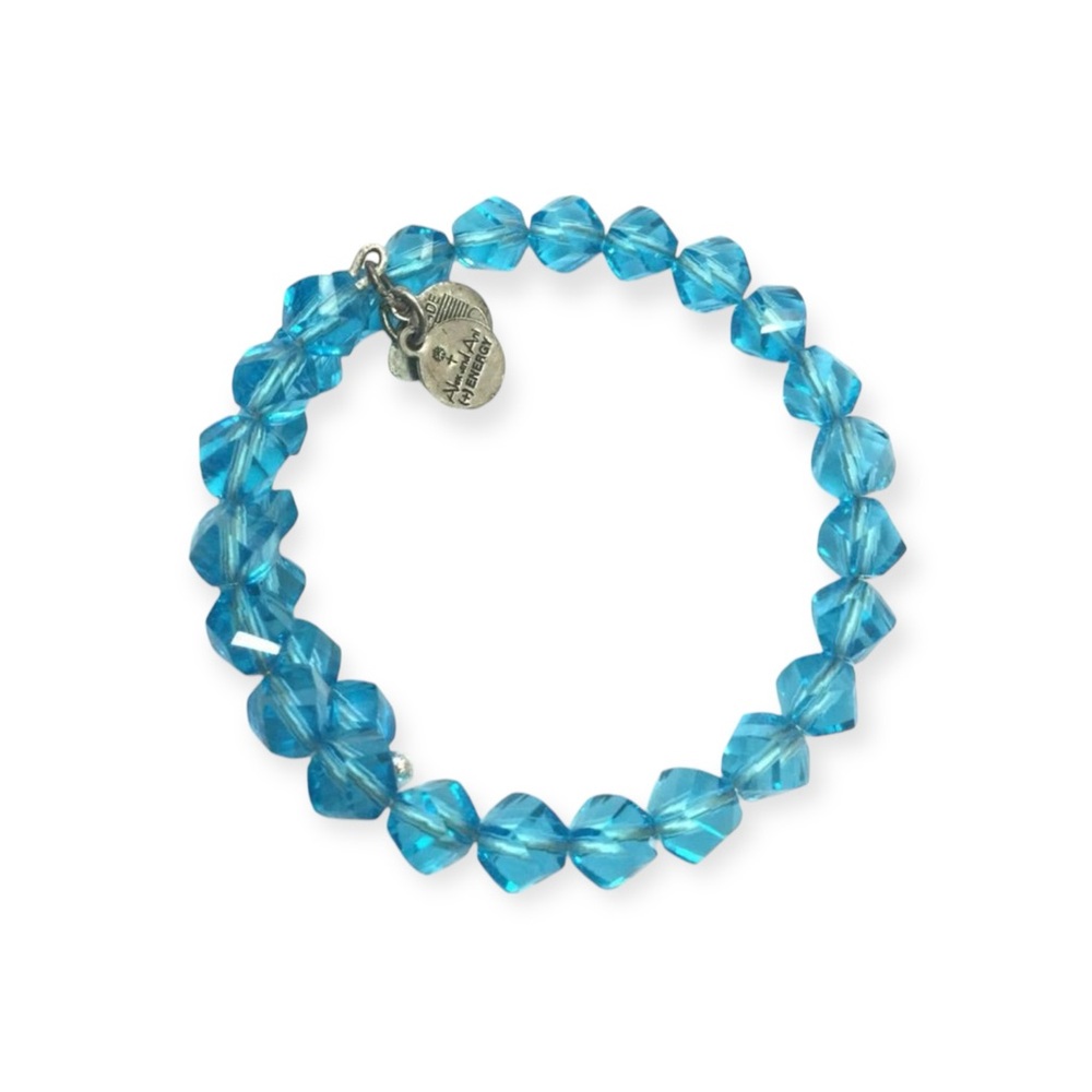 Alex and Ani ✲ Azure Mirage Open Wrap Faceted Crystal Bracelet ✲ Russian Silver